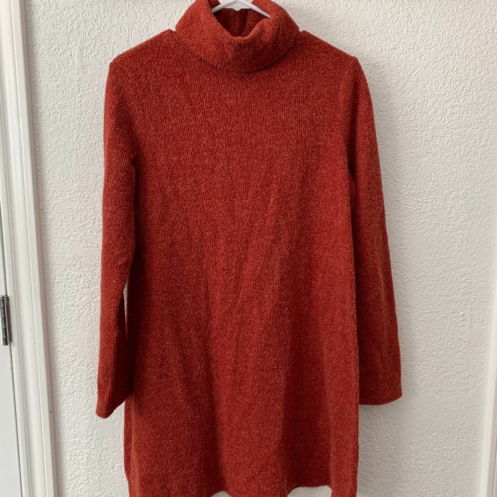 Lulu's Rust Orange Turtleneck Sweater Dress